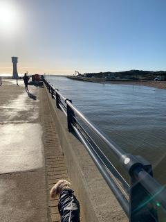 Approaching the harbour entrance and the beach at Littlehampton